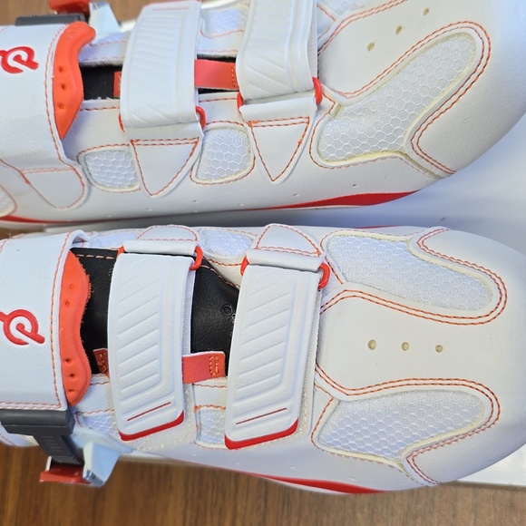 Peloton Cycling Shoes in White and Orange - Picture 2 of 7